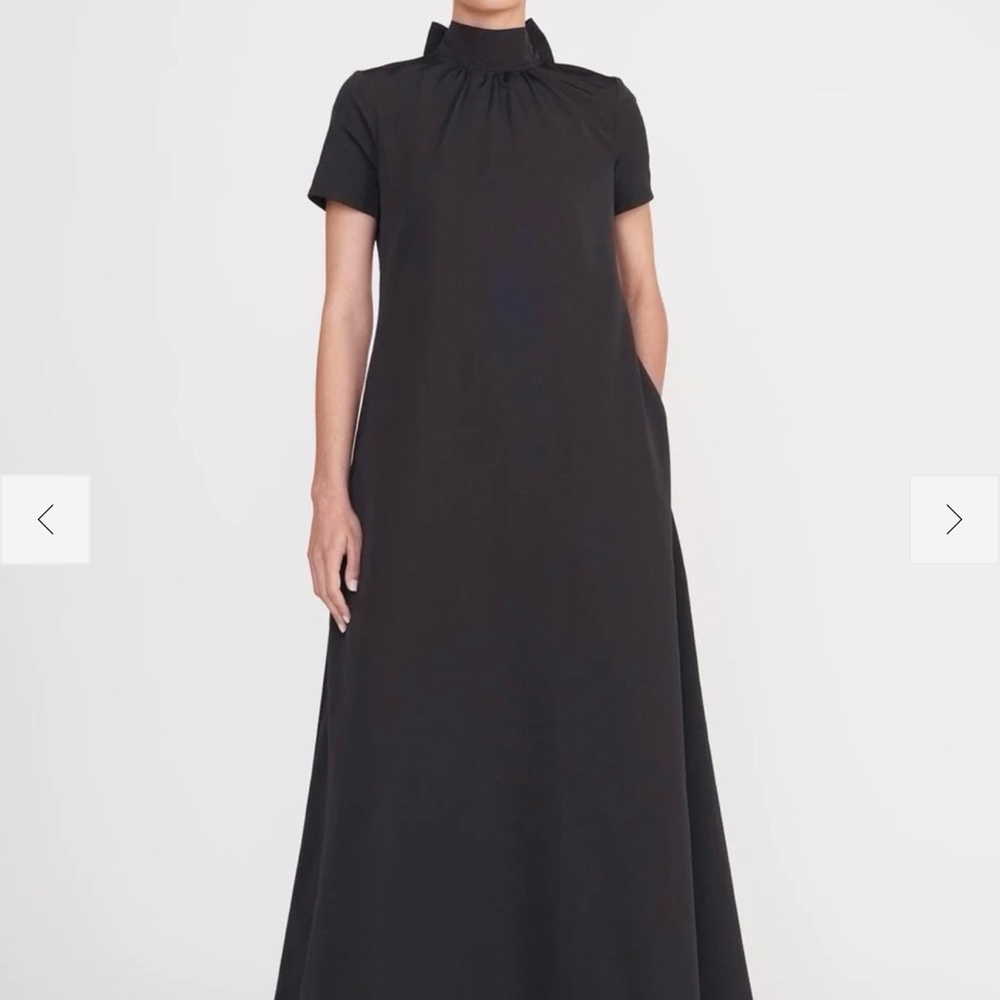 Staud Black High-Neck Short-Sleeve Maxi Dress